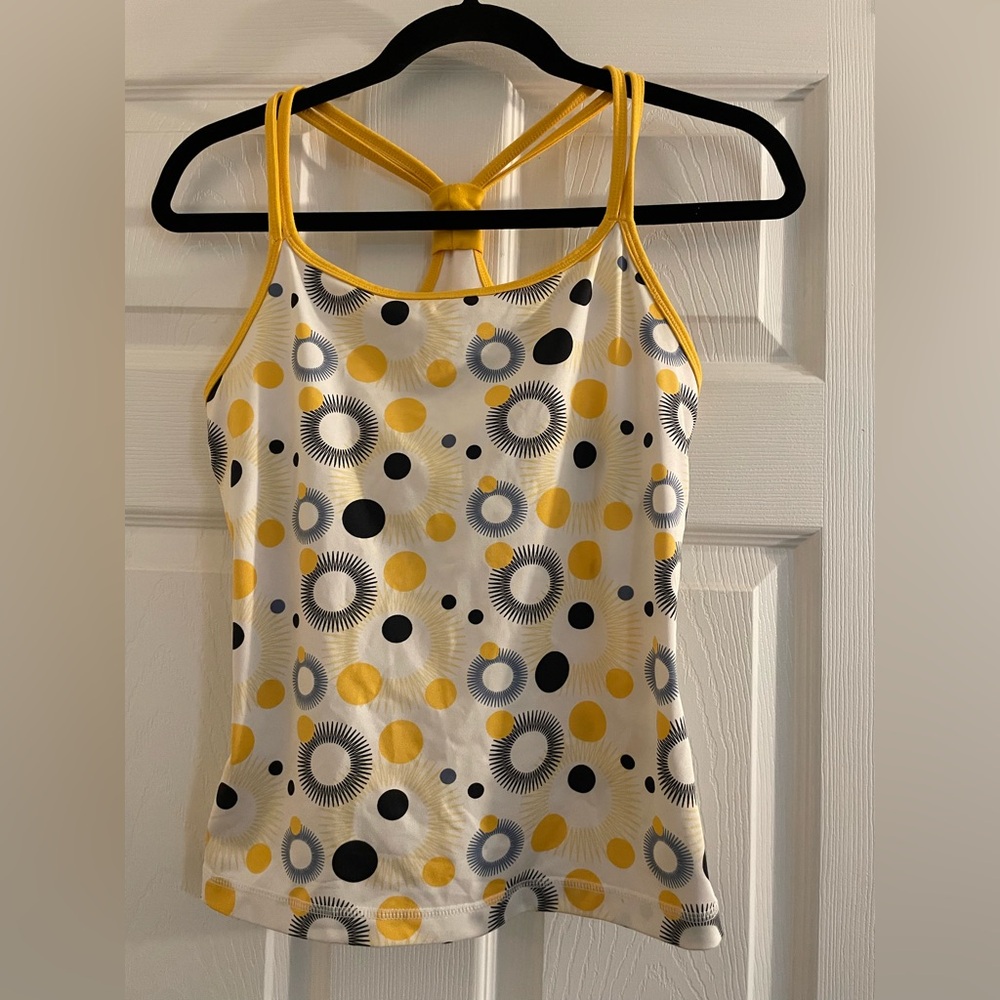Zella Yellow and Black patterned athletic Top small